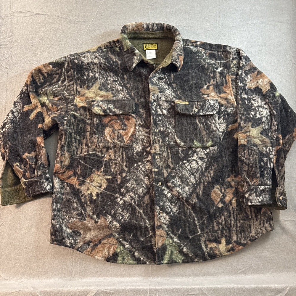 Bear Creek Outfitters Jacket Mens Camo Fleece Button Up Hunting Jacket 2XL